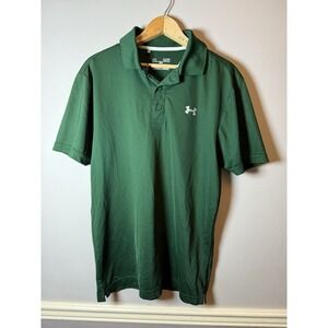 Under Armour Polo Shirt Mens Small HeatGear‎ Loose Fit Green Golf Performance